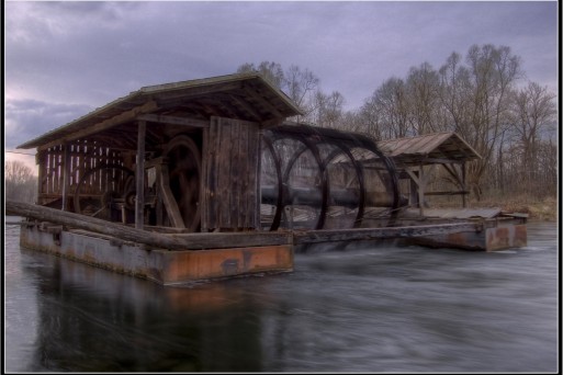 Traditional watermills on Mura in Slovenia