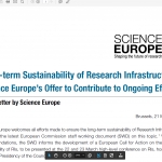 editorial choice: Long-term Sustainability of Research Infrastructures: Science Europe’s Offer to Contribute to Ongoing Efforts